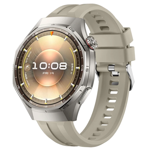 Sneezy Huawei Watch GT6 Pro 46mm İle Uyumlu Spor Silikon Metal Tokalı Soft Saat Kordonu  Krem ürün görseli 1