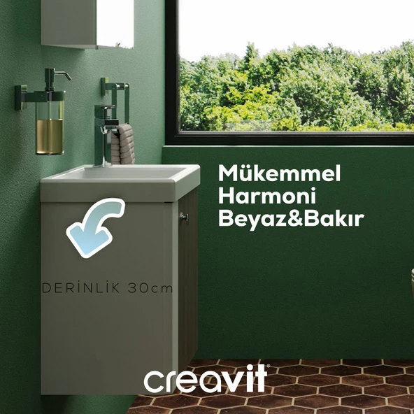 Forest Lavabo Dolabı 50 cm Beyaz-Bakır - Resim 4