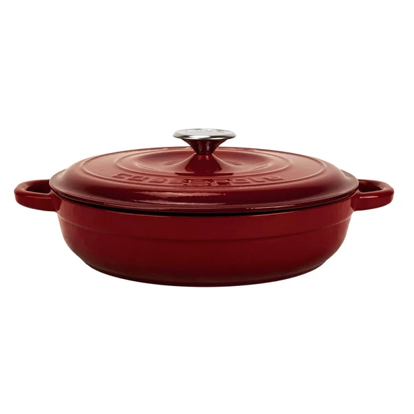 Lava Döküm Yuvarlak Çok Amaçlı Yayvan Tencere New Heritage Serisi Çap(Ø)28cm.-Bordo ürün görseli 1