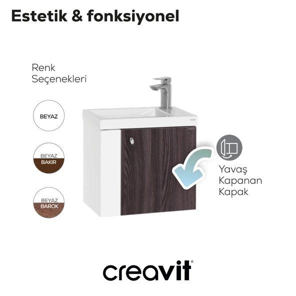 Forest Lavabo Dolabı 50 cm Beyaz-Bakır - Resim 5