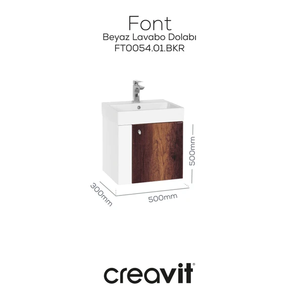 Font Lavabo Dolabı 50 cm Beyaz-Bakır ürün görseli 1