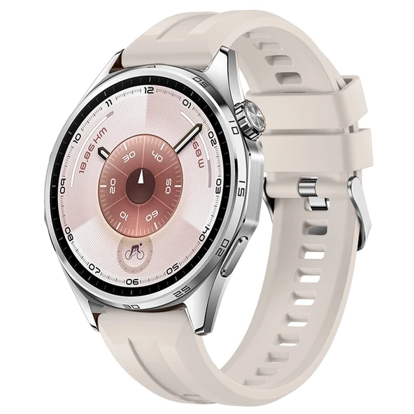 Sneezy Huawei Watch GT6 46mm İle Uyumlu Spor Silikon Metal Tokalı Soft Saat Kordonu  Starlight ürün görseli 1
