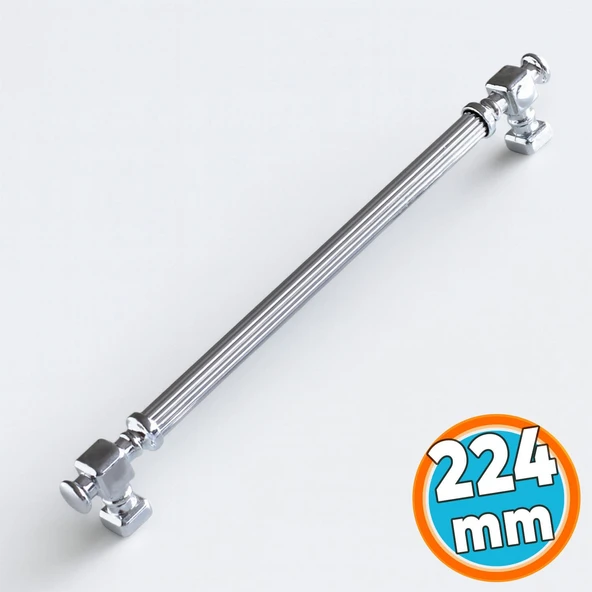 Mobilya Çekmece Mutfak Dolabı Dolap Kulpları Kulbu Krom Çizgili Metal Kulp Kulpu 224 mm ürün görseli 1