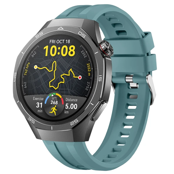 Sneezy Huawei Watch GT5 Pro 46mm İle Uyumlu Spor Silikon Metal Tokalı Soft Saat Kordonu  Mavi ürün görseli 1