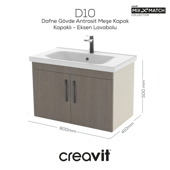 D20 80 Cm Kapaklı Lavabo Dolabı Dafne Melamin Kapak (Demonte) ürün görseli 1