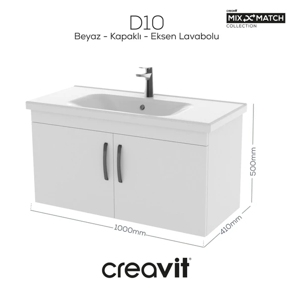 D20 100 Cm Kapaklı Lavabo Dolabı Beyaz Melamin Kapak ürün görseli 1