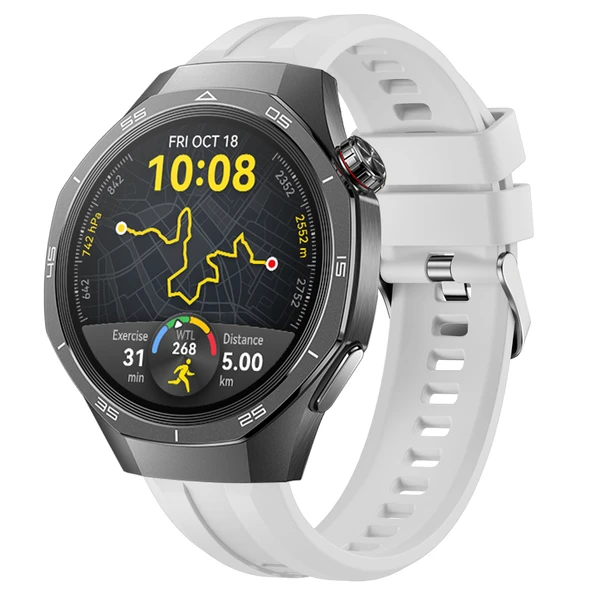 Sneezy Huawei Watch GT5 Pro 46mm İle Uyumlu Spor Silikon Metal Tokalı Soft Saat Kordonu  Beyaz ürün görseli 1