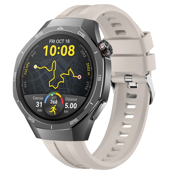 Sneezy Huawei Watch GT5 Pro 46mm İle Uyumlu Spor Silikon Metal Tokalı Soft Saat Kordonu  Starlight ürün görseli 1