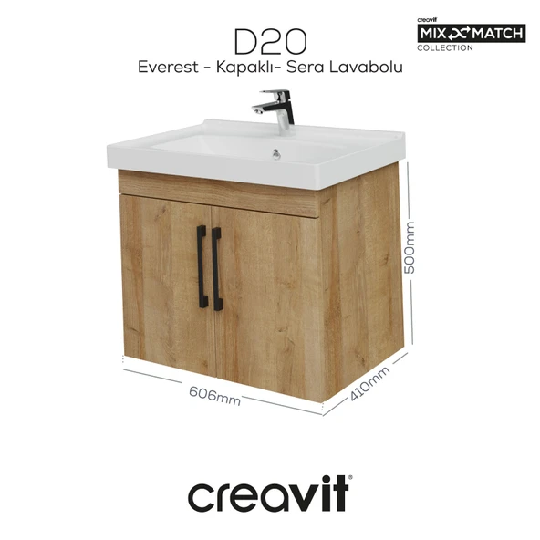D20 65 Cm Kapaklı Lavabo Dolabı Everest Melamin ürün görseli 1