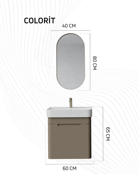 Colorit Kapaklı Lavabo Dolabı 60 cm Ocean - Resim 3