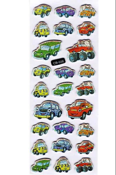 Sticker Kabartmalı Sticker Defter Planlayıcı Etiket (cb556) 16x7 cm- Renkli Arabalar ürün görseli 1