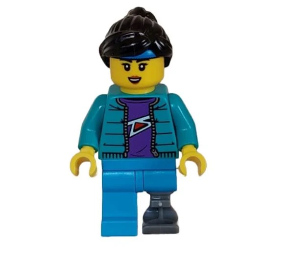 Lego Minifigür Skateboarder Female Dark Azure Legs with Prosthetic Leg cty1628 ürün görseli 1