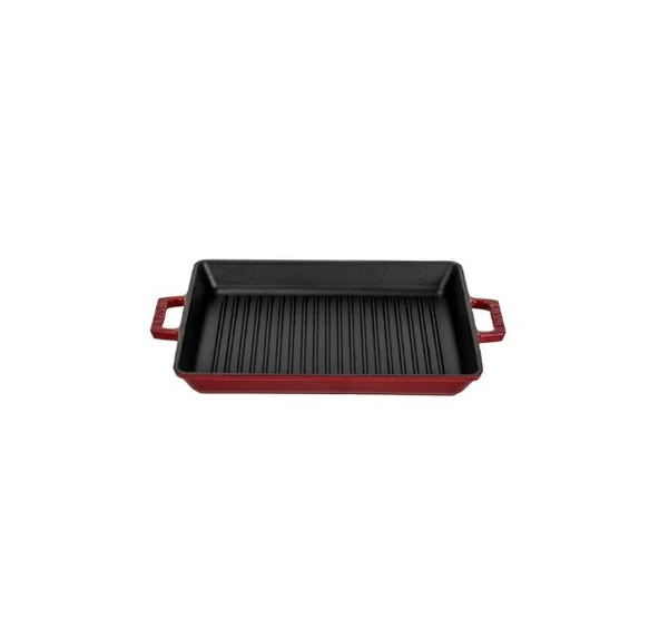 Lava Dikdörtgen 26x32 cm Bordo Metal Kulplu Demir Döküm Izgara Tavası ürün görseli 1