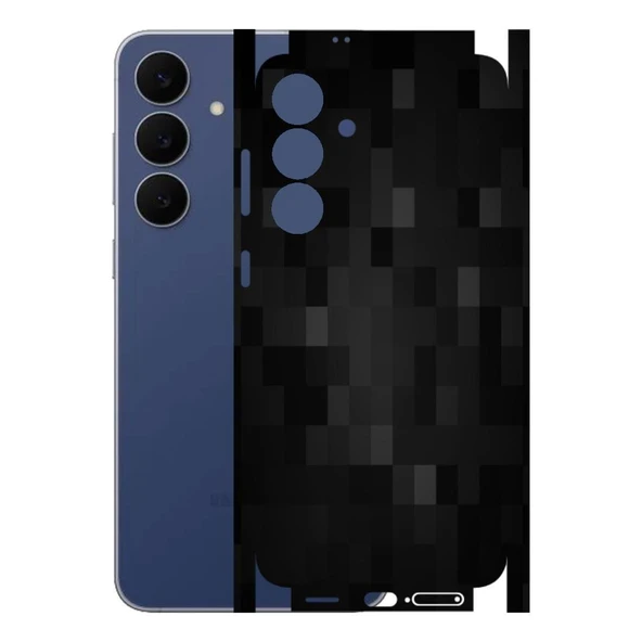 Samsung Galaxy S25 FE ile Uyumlu 360 Arka Kaplama   Pixel Desenli Siyah ürün görseli 1
