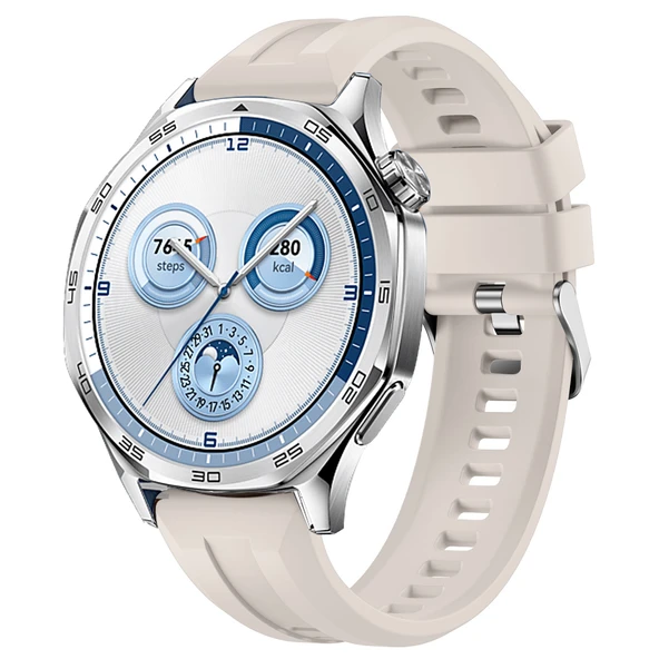 Sneezy Huawei Watch GT5 46mm İle Uyumlu Spor Silikon Metal Tokalı Soft Saat Kordonu  Starlight ürün görseli 1