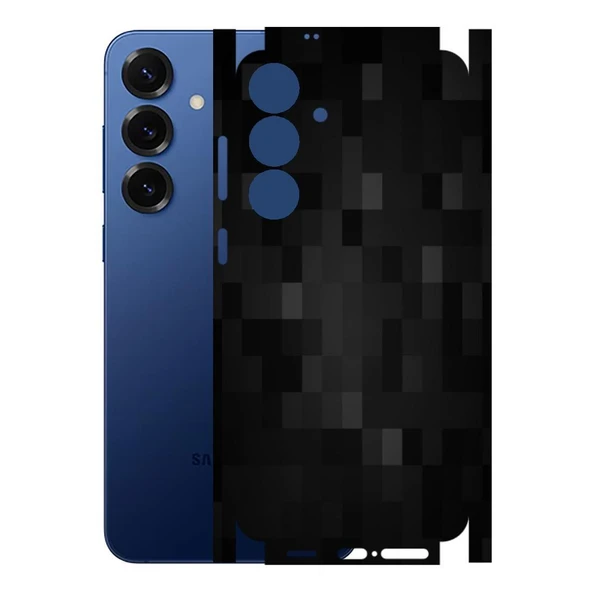 Samsung Galaxy S25+ ile Uyumlu 360 Arka Kaplama   Pixel Desenli Siyah ürün görseli 1