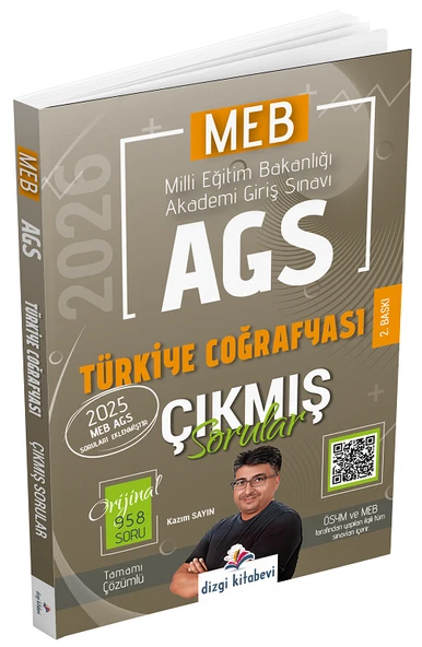 Dizgi Kitap 2026 MEB-AGS Türkiye Coğrafyası Çıkmış Sorular Çözümlü - Kazım Sayın Dizgi Kitap ürün görseli 1