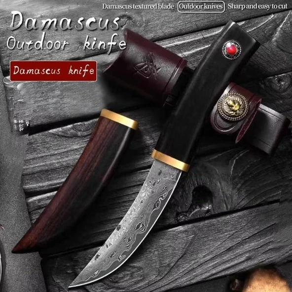 Damascus Tanto Av ve Kamp Bıçağı Nadir - Resim 3