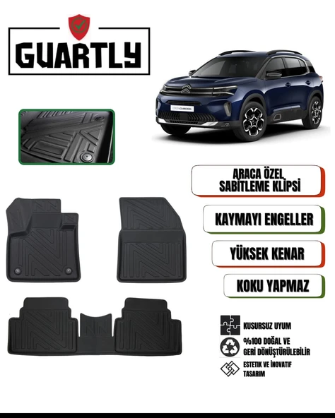 Guartly Citroen C5 Aircross 2017-2022 Uyumlu Araca Özel Premium 4d Havuzlu Oto Paspas Takımı ürün görseli 1