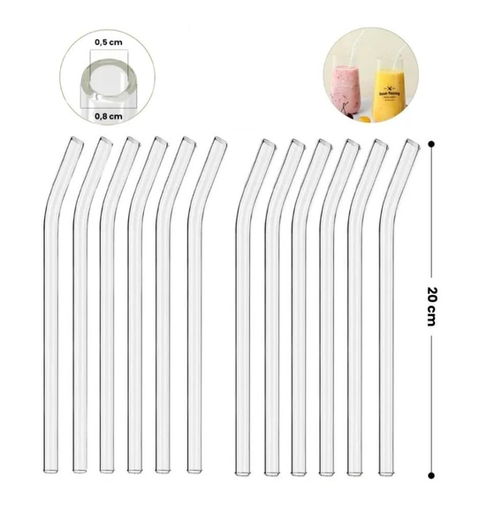 Omnisoft Eğimli Kalın Cam Kokteyl Pipet 12'li ürün görseli 1
