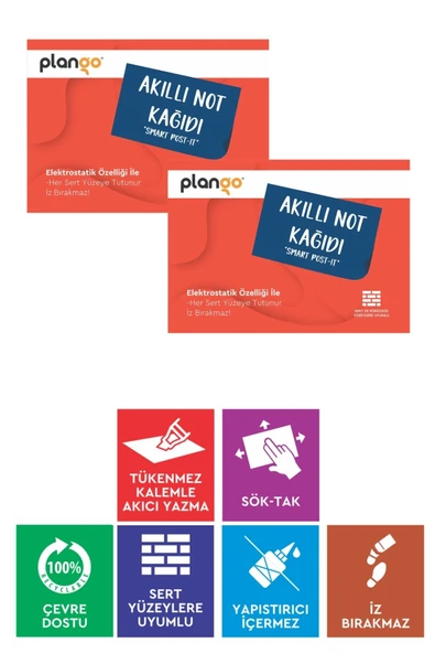 Kırmızı - Elektrostatik Akıllı Not Kağıdı 2 ADET Yapışkansız Post-it 7x10cm - 100 Sayfa - Plango ürün görseli 1