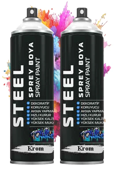 Gümüş Gri Sprey Boya 200 ml 2 Adet Hızlı Kuruyan Profesyonel Ahşap Plastik Demir Metal Cam Porselen Duvar Renkli ürün görseli 1