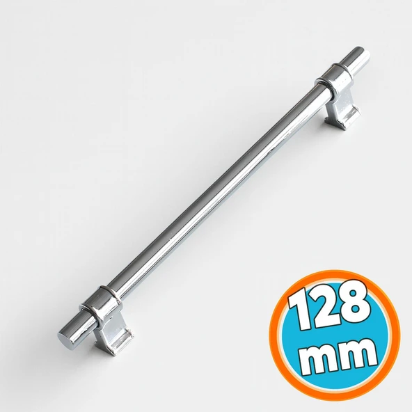 Mobilya Çekmece Mutfak Dolabı Dolap Kulpları Kulbu Krom Düz Metal Kulp Kulpu 128 mm ürün görseli 1