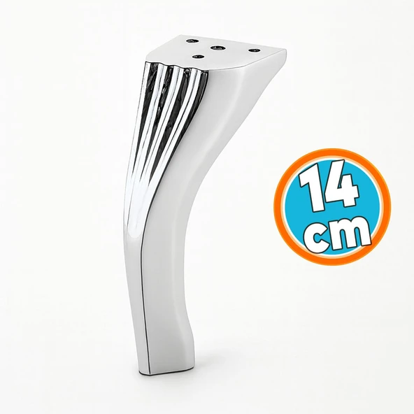 Metal Mobilya Ayağı Ayakları Ünite Baza Koltuk Kanepe Sehpa Ayakları 14 cm Gümüş Krom Renk ürün görseli 1