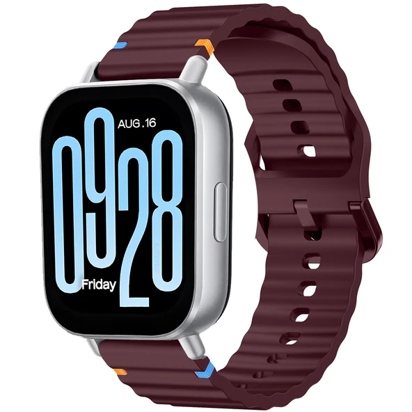 Redmi watch 5 Lite 5 Active İle Uyumlu Dalga Desenli Tokalı Yumusaş Soft Silikon Kordon  Mürdüm ürün görseli 1