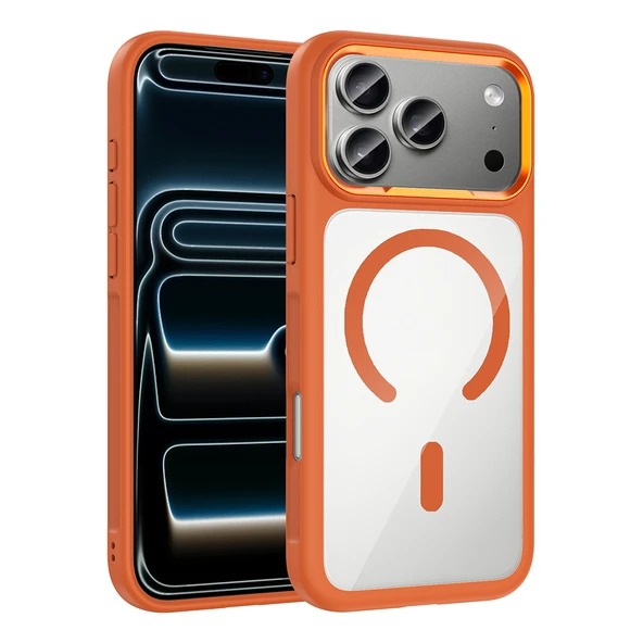 iPhone 17 Pro Kılıf Kablosuz Şarj Özellikli Metal Kamera Çerçeveli Tiko Kapak ürün görseli 1