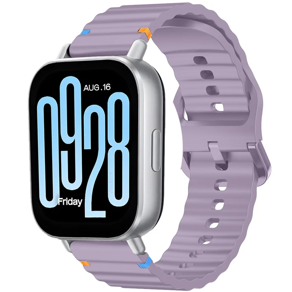 Redmi watch 5 Lite 5 Active İle Uyumlu Dalga Desenli Tokalı Yumusaş Soft Silikon Kordon  Lila ürün görseli 1