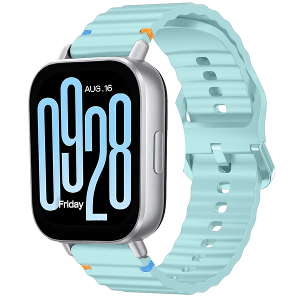 Redmi watch 5 Lite 5 Active İle Uyumlu Dalga Desenli Tokalı Yumusaş Soft Silikon Kordon  Turkuaz ürün görseli 1