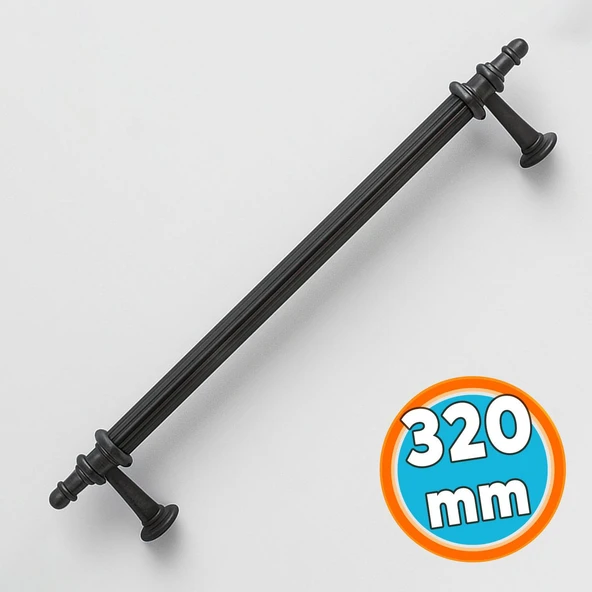 Çekmece Dolap Kulpu Modern Tasarım Şık Mobilya Aksesuarı Çizgili Mat Siyah 320 mm Metal ürün görseli 1