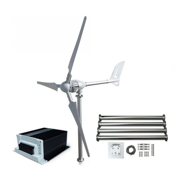 İsta Breeze İ-700 W 12V/24V/48V Rüzgar Türbini + Hibrit Şarj Kontrol Cihazı + Direk Seti ürün görseli 1