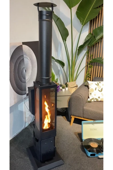 İKİZSOBA Geniş Camlı Dış Mekan Pelet Sobası - 6 Kw, Ayarlanabilir Isı Teknolojisi ürün görseli 1
