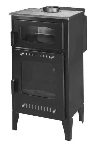 İKİZSOBA Geniş Camlı Odun ve Pelet Şömine Sobası - 8 kW, Fırınlı, Ayarlanabilir Isı Teknolojisi, Eko Model ürün görseli 1