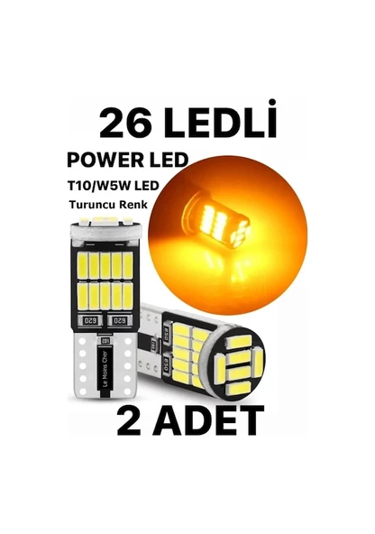 Hyundai İ40 Plaka Parklar Için 26 Led T10 Turuncu Ampul 2 Adet ürün görseli 1