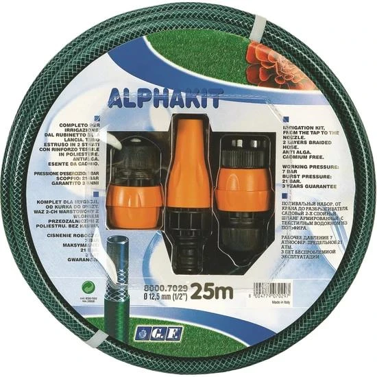 GF Örgülü Bahçe Sulama Hortumu Set 25 m  1/2" Alphakit ürün görseli 1