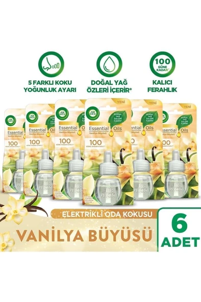 Air Wick Elektrikli Oda Kokusu Yedek Şişe Vanilya Büyüsü - Esansiyel Yağlar Içerir x 6 ürün görseli 1