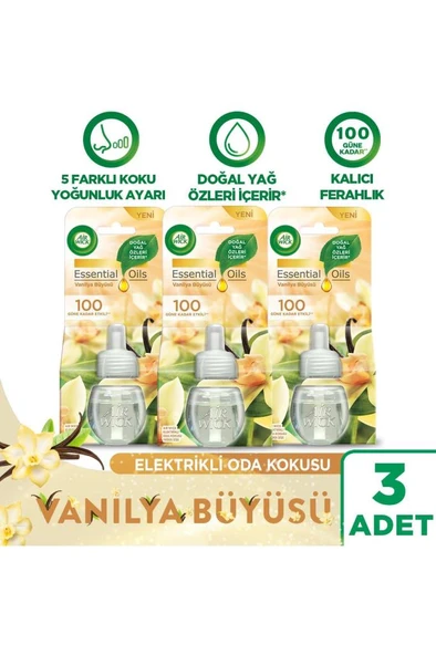 Air Wick Elektrikli Oda Kokusu Yedek Şişe Vanilya Büyüsü - Esansiyel Yağlar Içerir x 3 ürün görseli 1