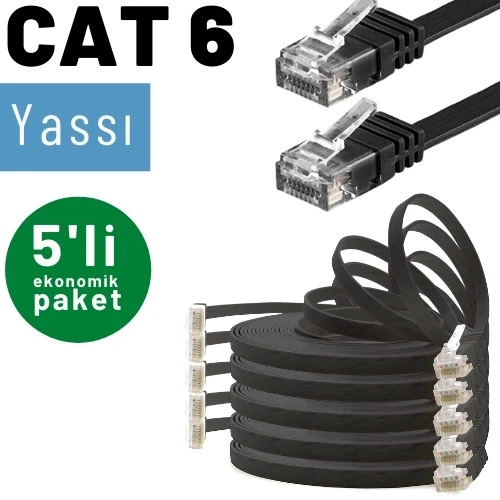 5 adet 25 cm IRENIS CAT6 Kablo Yassı Ethernet Network Lan Ağ Kablosu ürün görseli 1