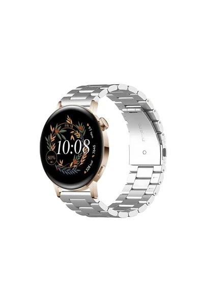 KRETON KRETON Huawei Watch Gt Runner Uyumlu GÜMÜŞ Kordon Klasik Baklava Model Paslanmaz Çelik Metal Kayış ürün görseli 1