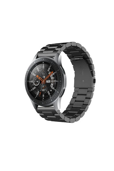 KRETON KRETON Samsung Galaxy Watch 46mm Uyumlu SİYAH Kordon Klasik Baklava Model Paslanmaz Çelik Metal Kayış ürün görseli 1