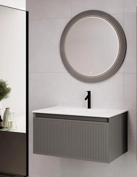 Denko Belgrad 81 cm (Çimento Gri) Banyo Dolabı Takımı ürün görseli 1