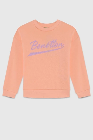 United Colors of Benetton Kız Çocuk  BNT-G23345 Benetton Sweatshirt Somon ürün görseli 1