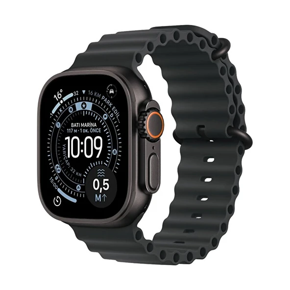 Apple Watch Ultra 3 Gps + Cellular 49 mm Siyah Titanyum Kasa ve Siyah Ocean kordon ürün görseli 1
