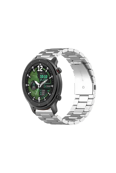 KRETON KRETON Amazfit GTR 47mm Uyumlu GÜMÜŞ Kordon Klasik Baklava Model Paslanmaz Çelik Metal Kayış ürün görseli 1