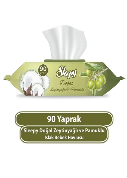 SLEEPY ISLAK HAVLU 90 YAPRAK PAMUK ZEYTİN ürün görseli 1
