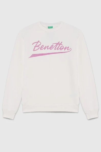 United Colors of Benetton Kız Çocuk  BNT-G23345 Benetton Sweatshirt Ekru ürün görseli 1