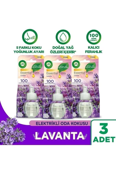 Air Wick Elektrikli Oda Kokusu Yedek Şişe Lavanta - Esansiyel Yağlar Içerir x 3 ürün görseli 1